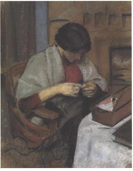 August Macke Elisabeth Gerhard sewing